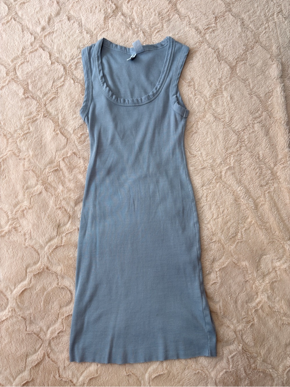 Sleeveless Ribbed Knit Midi Dress - Steel Blue